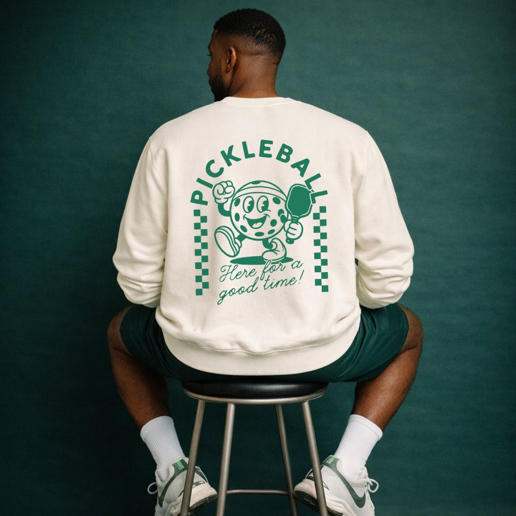 Pickleball Cartoon Slogan Sweatshirt